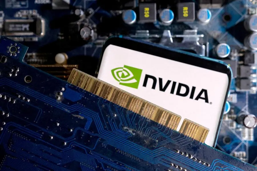 FILE PHOTO: A smartphone with a displayed NVIDIA logo is placed on a computer motherboard in this illustration taken March 6, 2023. REUTERS/Dado Ruvic. , Reuters