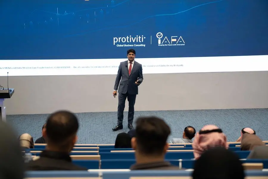 The session was delivered by Mr. Arvind Benani, Country Managing Director at Protiviti. Image Courtesy: BIBF