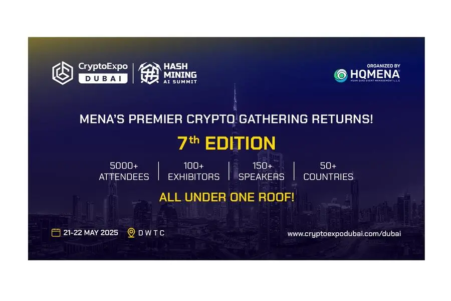 The international blockchain and crypto ecosystem will unite for the 7th edition of Crypto Expo Dubai, taking place on May 21\\u201322, 2025, at Zabeel Hall 6, Dubai World Trade Centre. Image Courtesy: Crypto Expo Dubai