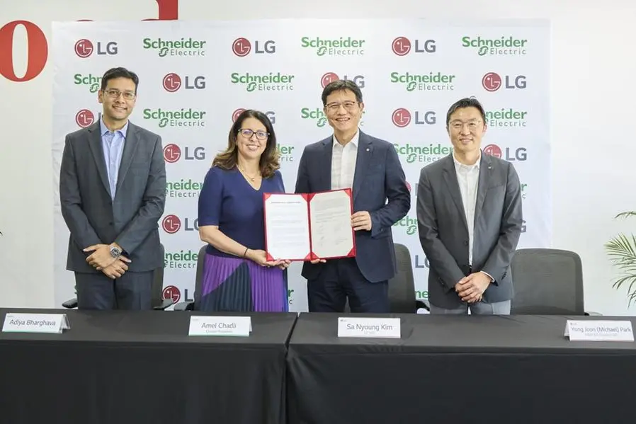 LG Electronics Gulf, a company specializing in consumer electronics and smart home technologies, has signed a Memorandum of Understanding (MoU) with Schneider Electric. Image Courtesy: LG