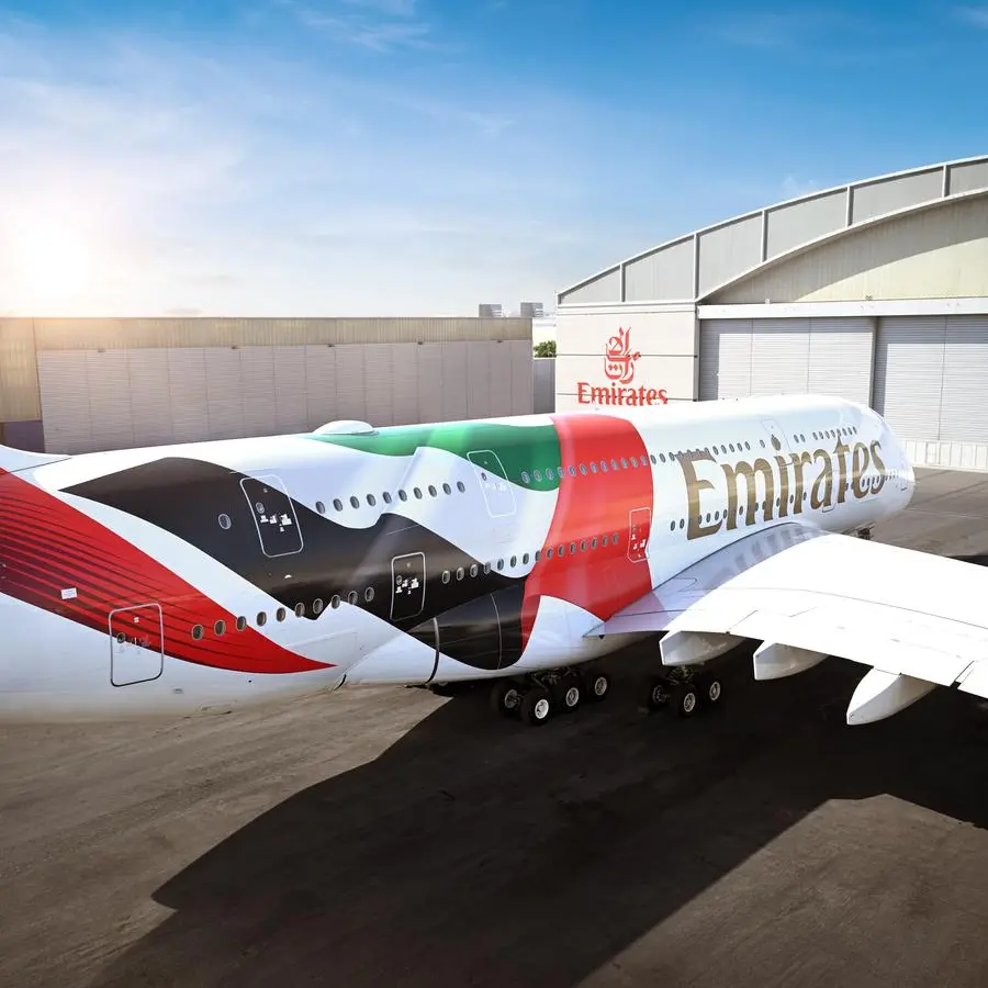 Emirates unveils a striking new UAE flag livery on its A380