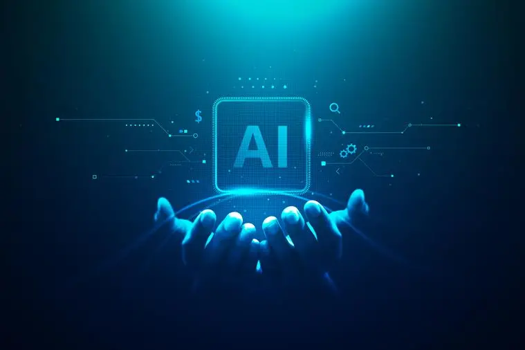 Technology artificial intelligence digital ai hand concept on cyber future business tech science innovation futuristic network strategy background virtual data communication learning assistant search. Image used for illustrative purpose. Getty Images , Getty Images