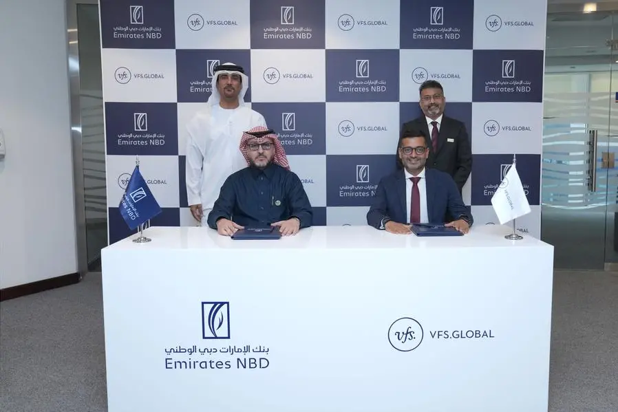 Emirates NBD, the leading banking group in the MENAT (Middle East, North Africa and Turkey) region, has signed a partnership agreement with VFS Global. Image Courtesy: Emirates NBD