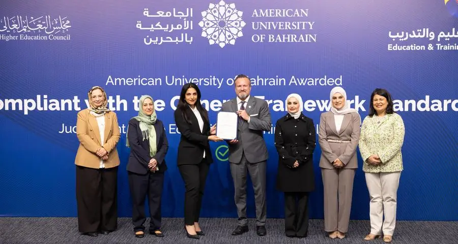 American University of Bahrain receives Certificate of Compliant with the General Framework Standards from BQA