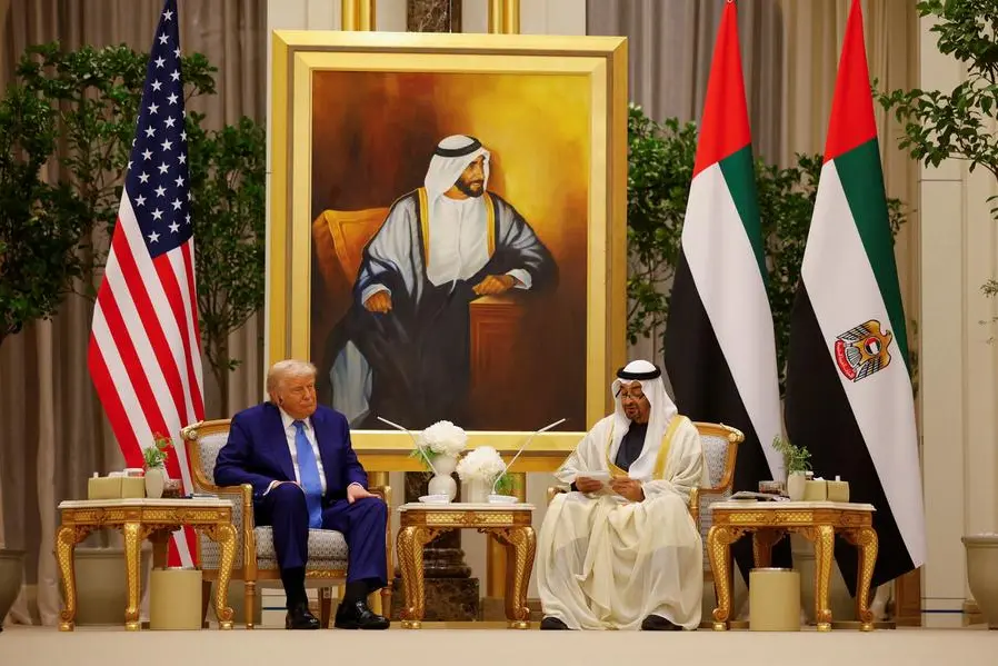 U.S. President Donald Trump and United Arab Emirates President Sheikh Mohamed bin Zayed Al Nahyan attend a bilateral meeting at Qasr Al Watan, in Abu Dhabi, United Arab Emirates, May 15, 2025. REUTERS/Brian Snyder , Reuters/REUTERS