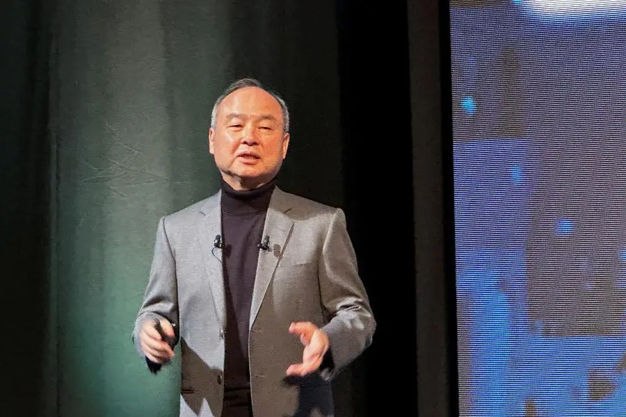 FILE PHOTO: SoftBank CEO Masayoshi Son speaks at the SoftBank World 2023 corporate conference, in Tokyo, Japan October 4, 2023. REUTERS/Francis Tang. , Reuters