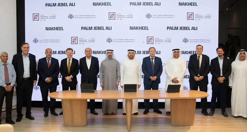 \"نخيل\" تُرسي عقدين بقيمة تتجاوز 3.5 مليار درهم لبناء 544 فيلا في \"نخلة جبل علي\" بدبي