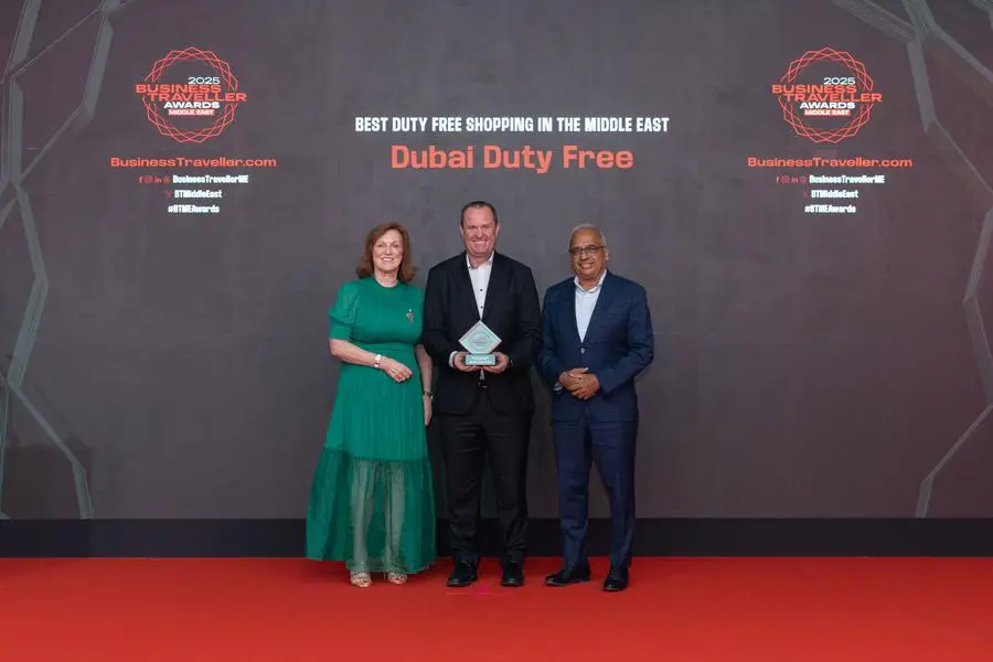 Dubai Duty Free won the award for \"Best Duty Free Shopping in the Middle East\\u201D for the 24th consecutive time at the Business Traveller Middle East (BTME) Awards. Image Courtesy: Dubai Duty Free