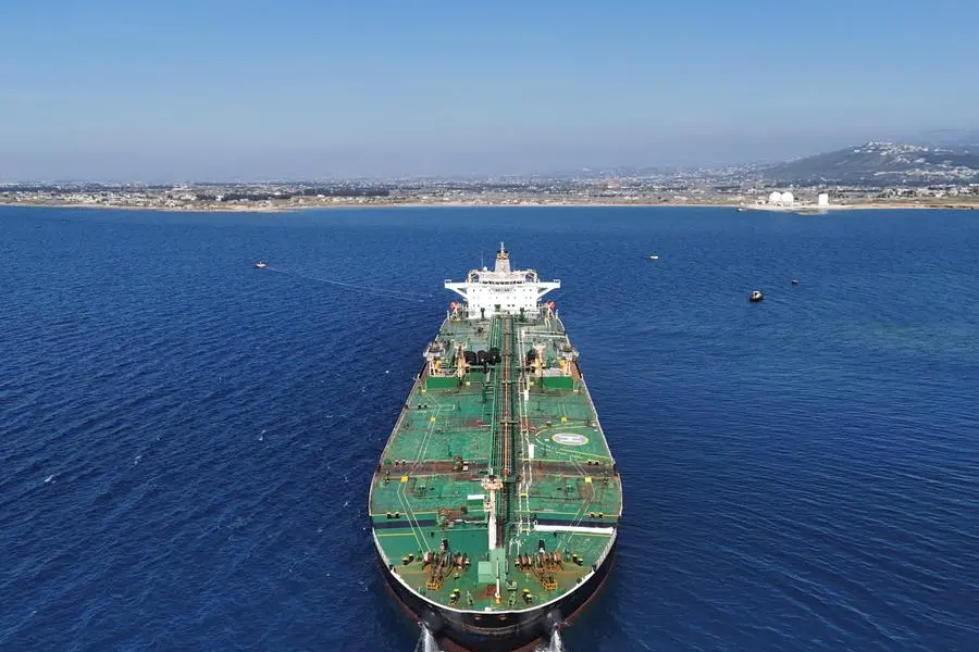A drone view shows vessel Aquatica, carrying Russian oil, waiting to be unloaded at Baniyas port, Syria, March 25, 2025. REUTERS/Karam al-Masri. , Reuters