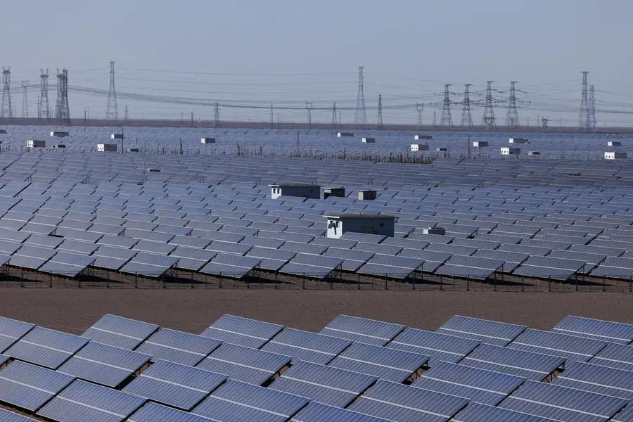 FILE PHOTO: A general view of the solar panels pictured during an organised media tour at the Dunhuang Photovoltaic Industrial Park, in Gansu province, China October 16, 2024. REUTERS/Tingshu Wang/File Photo , Reuters/REUTERS