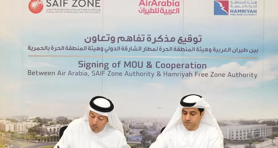المناطق الحرة في الشارقة توقع مذكرة تفاهم مع العربية للطيران لتعزيز التعاون المشترك
