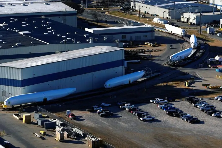 FILE PHOTO: Airplane fuselages bound for Boeing\\'s 737 Max production facility await shipment on rail sidings at Spirit AeroSystems headquarters in Wichita, Kansas, U.S. December 10, 2024. REUTERS/Nick Oxford. , Reuters