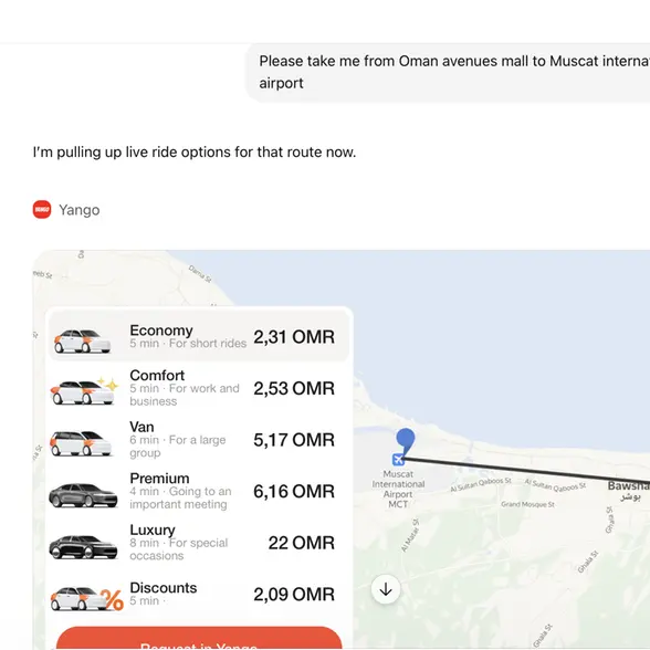 Yango Ride’s new ChatGPT integration enables in-chat trip planning in UAE and over 25 additional countries