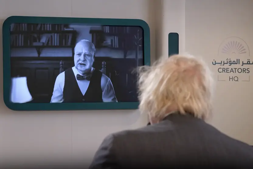 Boris Johnson - Winston Churchill conversation. Image Courtesy: UAE Governemnt Media Office