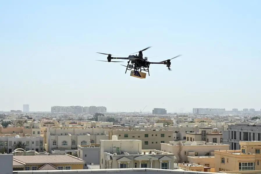 The first test flight, conducted in Khalifa City, demonstrated the viability of autonomous aerial parcel delivery. Image Courtesy: ADIO