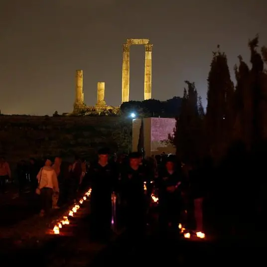 Amman’s Citadel lit in blue, yellow to promote global disability summit