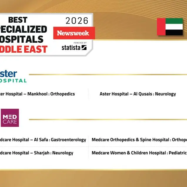 ستة مستشفيات من شبكة أستر دي إم للرعاية الصحية في الإمارات العربية المتحدة ضمن قائمة نيوزويك لأفضل المستشفيات المتخصصة في الشرق الأوسط لعام 2026