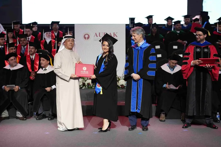 A graduate receiving her degree at AURAK 14th Graduation Ceremony. Image Courtesy: AURAK