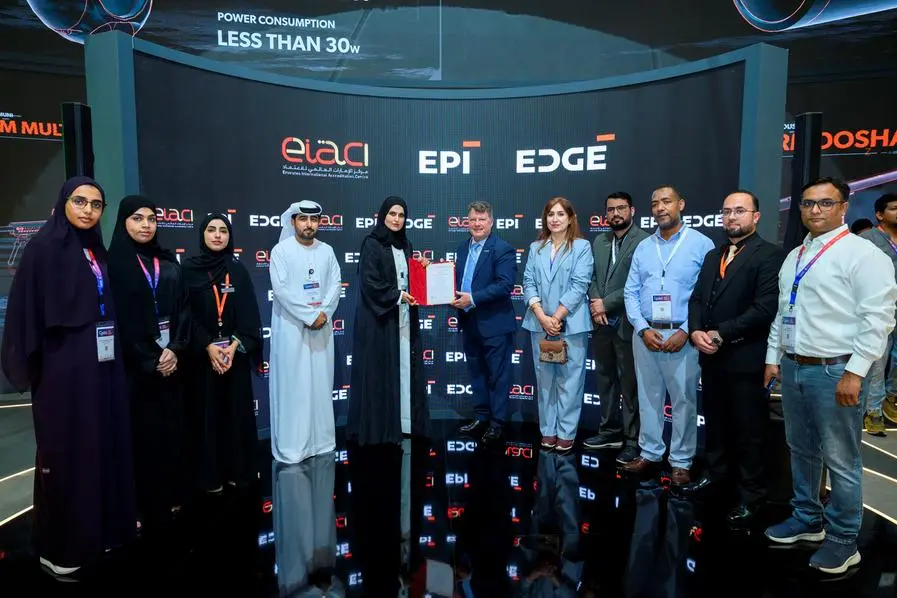 The accreditation was awarded to Michael Deshaies, CEO of EPI, by Khawla Mohamed Alzarooni \\u2013 Head of Calibration Laboratory Accreditation Section, EIAC. Image Courtesy: EIAC