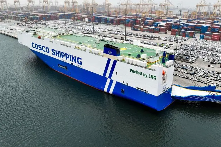 Jebel Ali Port welcomes Cosco Shipping\\u2019s \\u2018Min Jiang Kou\\u2019 \\u2013 One of world\\u2019s largest and most sustainable RoRo vessels. Image Courtesy: Jebel Ali Port