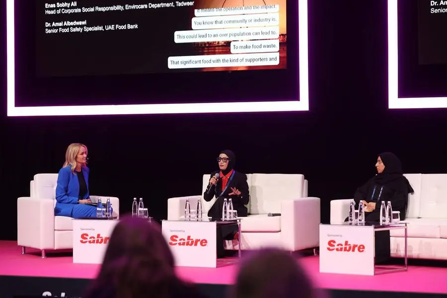 During the \\u201CWhat a Waste! How to Better Manage Food Waste in Tourism\\u201D session on the Future Stage at Arabian Travel Market (ATM) 2025. Image Courtesy: RELX