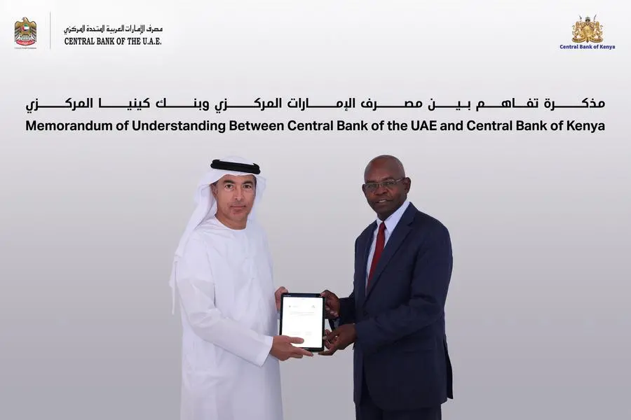 H.E. Khaled Mohamed Balama, Governor of the Central Bank of the UAE (CBUAE), and H.E. Dr. Kamau Thugge, Governor of the Central Bank of Kenya (CBK). Image Courtesy: CBUAE
