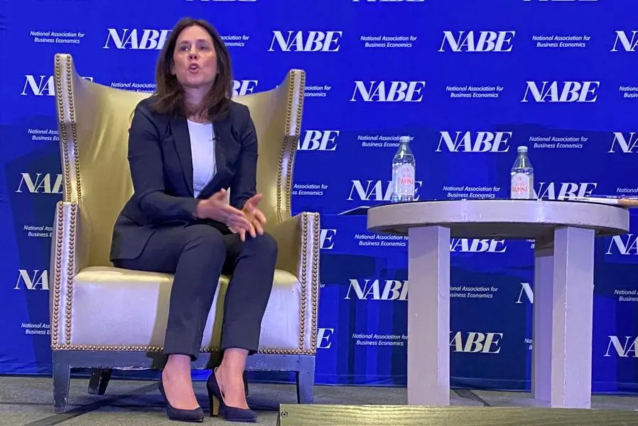 FILE PHOTO: Federal Reserve Bank of Dallas President Lorie Logan speaks at a conference of the National Association for Business Economics in Dallas, Texas, U.S., October 9, 2023. REUTERS/Ann Saphir. , Reuters