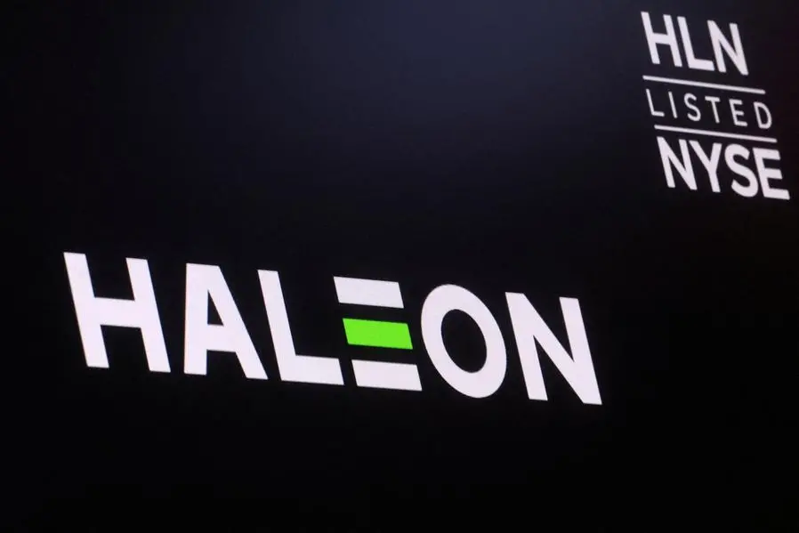 FILE PHOTO: The company logo for Haleon and the trading info is displayed on a screen on the floor of the New York Stock Exchange (NYSE) in New York City, U.S., July 20, 2022. REUTERS/Brendan McDermid. Image used for illustrative purpose. , Reuters