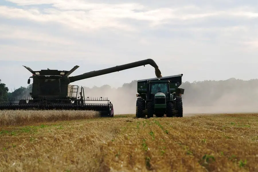 FILE PHOTO: Chad Ward harvests winter wheat in a John Deere combine near Skedee, Oklahoma, U.S. June 13, 2024. REUTERS/Nick Oxford. Image used for illustrative purpose. , Reuters