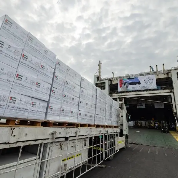 Mohammed Bin Rashid Humanitarian Ship loaded with over 10 million meals for Gaza at Khalifa Port