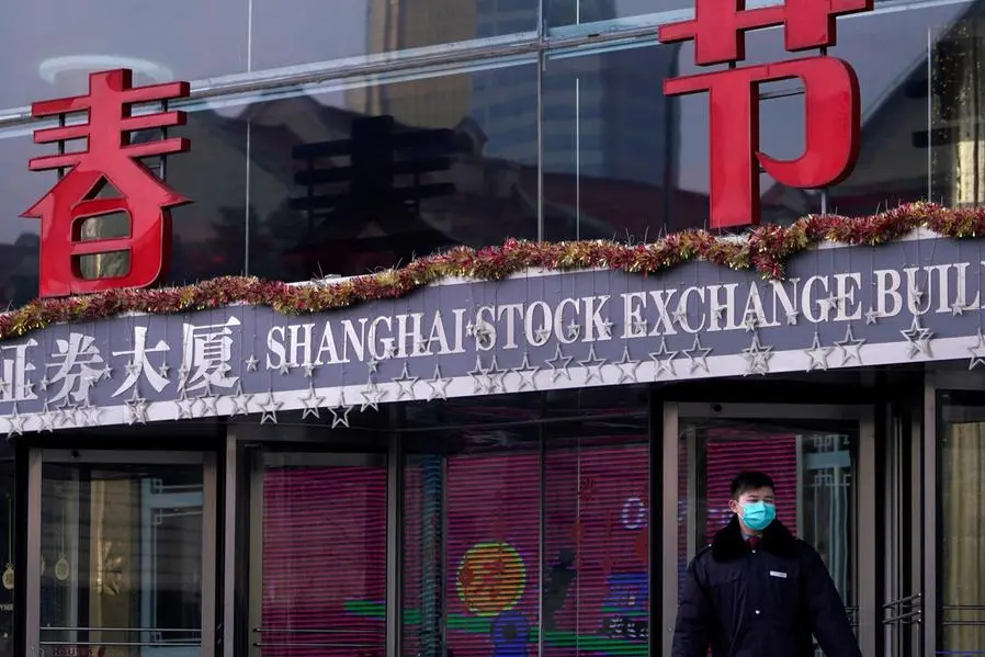 FILE PHOTO: A security guard stands at the Shanghai Stock Exchange building at the Pudong financial district in Shanghai, China. February 3, 2020. REUTERS/Aly Song. , Reuters