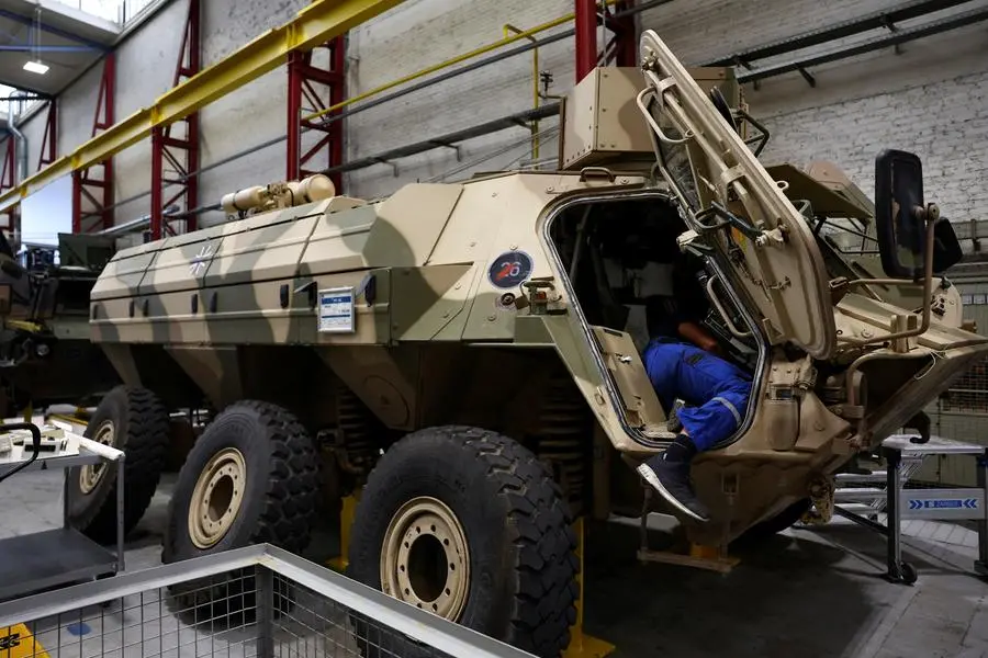 FILE PHOTO: Rheinmetall\\'s production plant of military equipment in Kassel, Germany, July 25, 2023. REUTERS/Kai Pfaffenbach. , Reuters