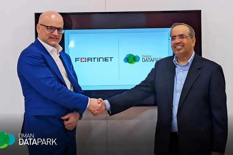 Alain Panel, VP of Middle East, Turkey & CIS at Fortinet, and Maqbool Al Wahaibi, CEO at Oman Data Park.. Image Courtesy: Oman Data Park
