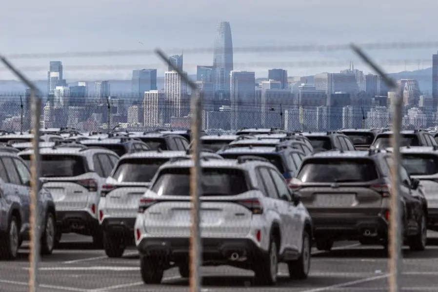 New vehicles from the Japanese auto maker Subaru are seen at a parking lot in the Port of Richmond, as trade tensions escalate after U.S. President Donald Trump said he would impose a 25% tariff on goods from Japan and South Korea starting on August 1, at the bay of San Francisco, California, U.S., July 7, 2025. REUTERS/Carlos Barria. , Reuters