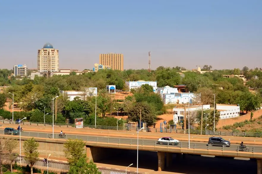 Niamey, Niger: city skyline from Franasois Mitterrand avenue - Euro World, WAQF tower, BDRN building, National Museum, City Hall. Image used for illustrative purpose. Getty Images , Getty Images