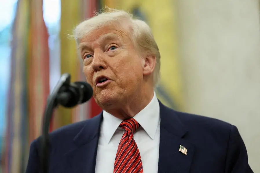 FILE PHOTO: U.S. President Donald Trump speaks during a swearing-in ceremony for the new U.S. ambassador to China, former U.S. Senator David Perdue, at the White House in Washington, D.C., U.S., May 7, 2025. REUTERS/Leah Millis. , Reuters