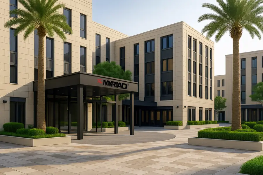 Rendering of facade of a The Myriad student housing project. Image source: SHG Group