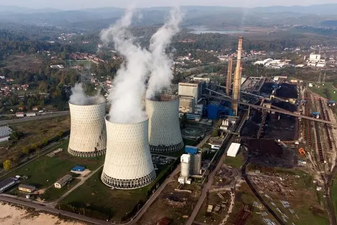 Aerial view of the thermal power plant in Tuzla, Bosnia and Herzegovina October 18, 2021. Picture taken with a drone on October 18, 2021. REUTERS/Dado Ruvic , Reuters Images/REUTERS