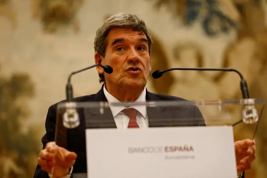 FILE PHOTO: Jose Luis Escriva, new Governor of the Bank of Spain, delivers his first speech at the Bank of Spain headquarters in Madrid, Spain, September 24, 2024. REUTERS/Susana Vera. , Reuters