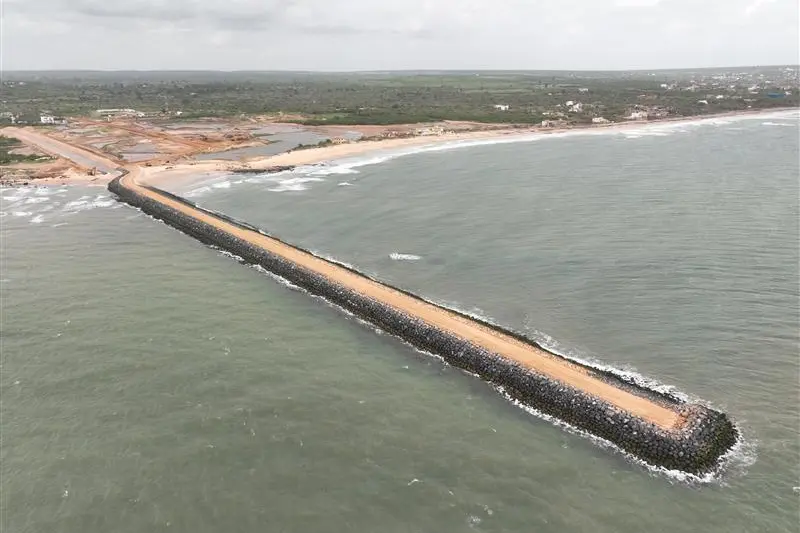 Site of Port of Ndayane in Senegal. DP World is collaborating with British International Investment (BII) to develop the port. , DP World