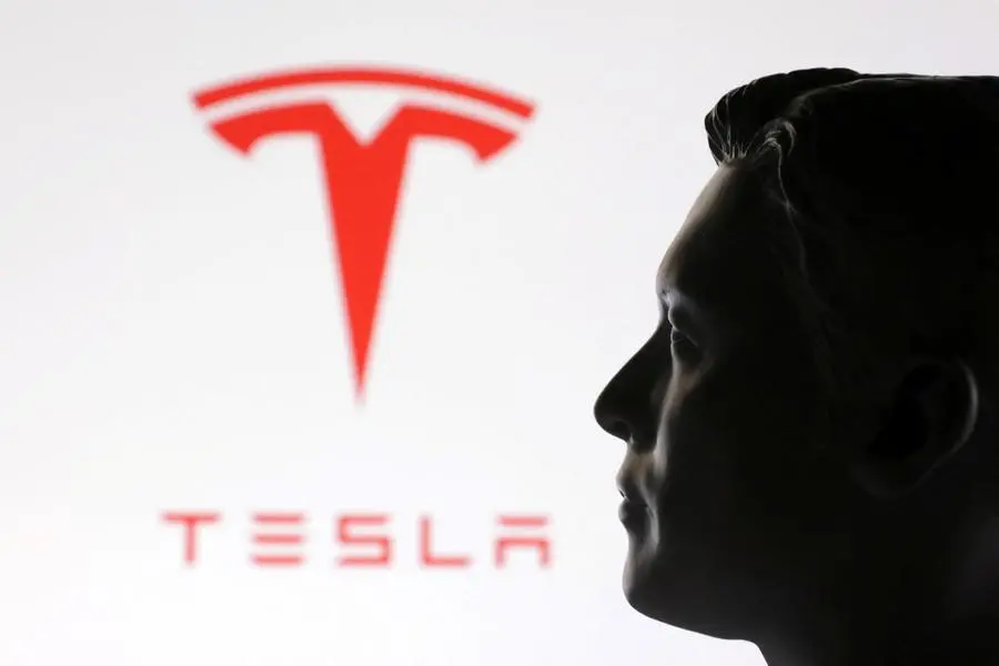A 3D-printed miniature model of Elon Musk and the Tesla logo are seen in this illustration taken January 23, 2025. REUTERS/Dado Ruvic/Illustration , Reuters/REUTERS