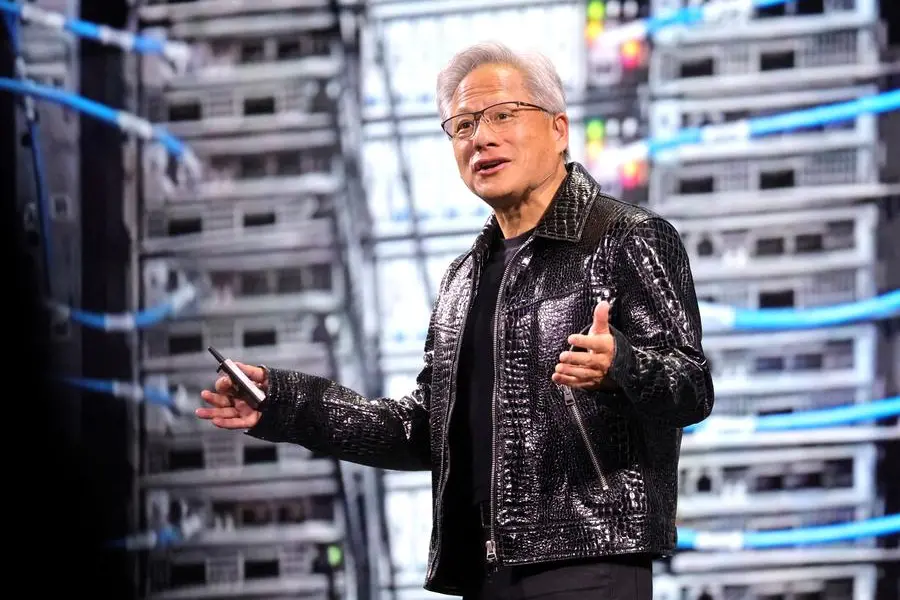 FILE PHOTO: Nvidia CEO Jensen Huang gives a keynote address at CES 2025, an annual consumer electronics trade show, in Las Vegas, Nevada, U.S. January 6, 2025. REUTERS/Steve Marcus. , Reuters