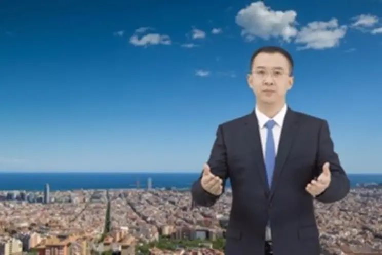 Shang Haifeng, President of Huawei\\'s Huawei Cloud Stack Business Dept, delivering an opening speech through digital human