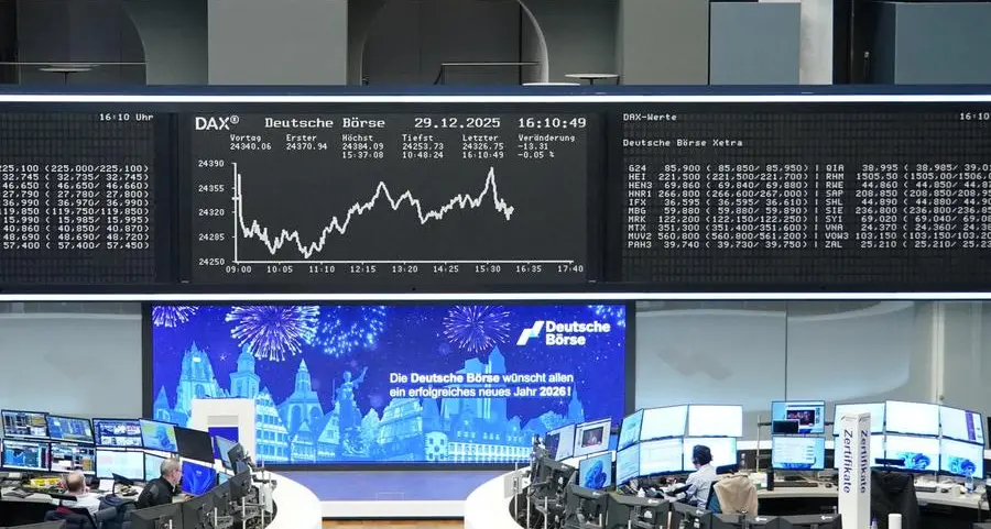 European shares steady near record highs ahead of year-end