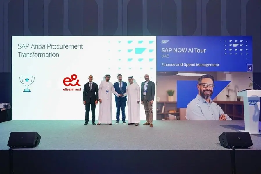 E& Group procurement has been awarded the \\u201CBest Procurement Transformation\\u201D Award at the SAP NOW AI Tour, held in Dubai. Image Courtesy: E&