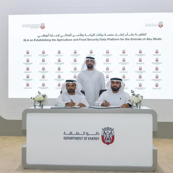دائرة الطاقة وهيئة أبوظبي للزراعة والسلامة الغذائية توقعان اتفاقية مستوى خدمة بشأن التعاون ومشاركة البيانات لمنصة بيانات الزراعة والأمن الغذائي في الإمارة