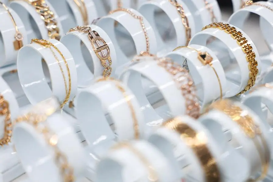 Gold bracelets are displayed for sale at the Galeri 24 gold and jewellery shop in Jakarta, Indonesia, April 9, 2025. REUTERS/Willy Kurniawan. , Reuters