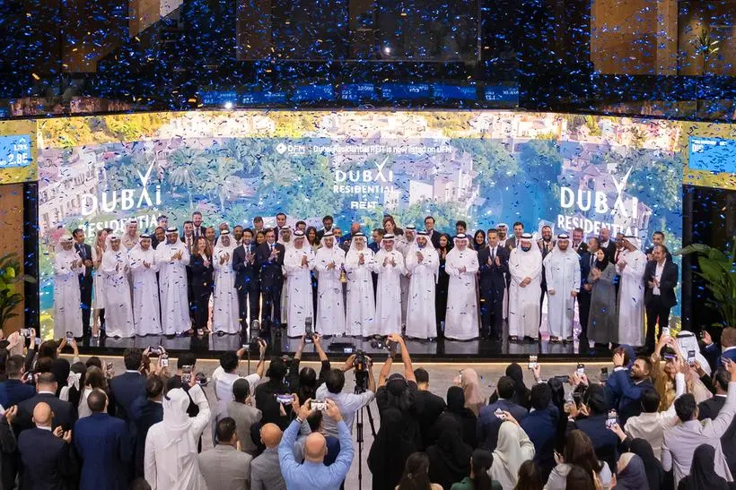 Dubai Residential REIT bell ringing on DFM. Image Courtesy: Dubai Residential REIT