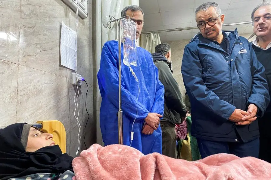 Dr. Tedros Adhanom Ghebreyesus, the head of the World Health Organization (WHO), visits quake survivors, at a hospital in Aleppo, in the aftermath of the earthquake, Syria February 11, 2023. REUTERS/Firas Makdesi , Reuters/REUTERS