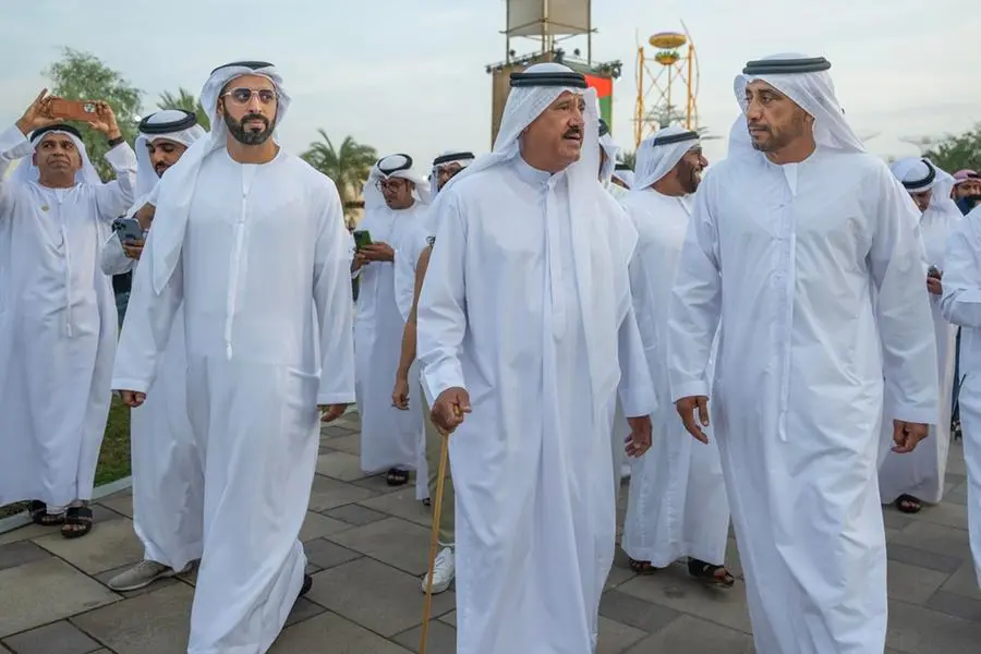 Sheikh Sultan bin Hamdan Al Nahyan, Head of the Higher Organising Committee of the Sheikh Zayed Festival (SZF), visiting the festival\\u2019s site. Image Courtesy: Sheikh Zayed Festival (SZF)
